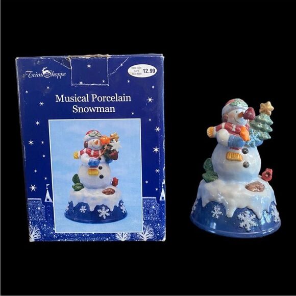 VINTAGE | Musical Porcelain Snowman Decoration - Picture 3 of 5